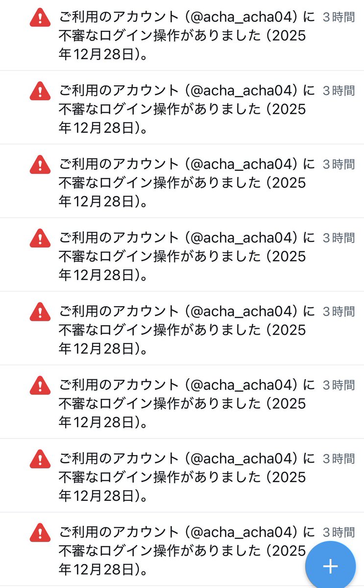 朝起きてTwitter開いたらおびただしい数の通知が(￣▽￣;) 不審なﾛｸﾞｲﾝ