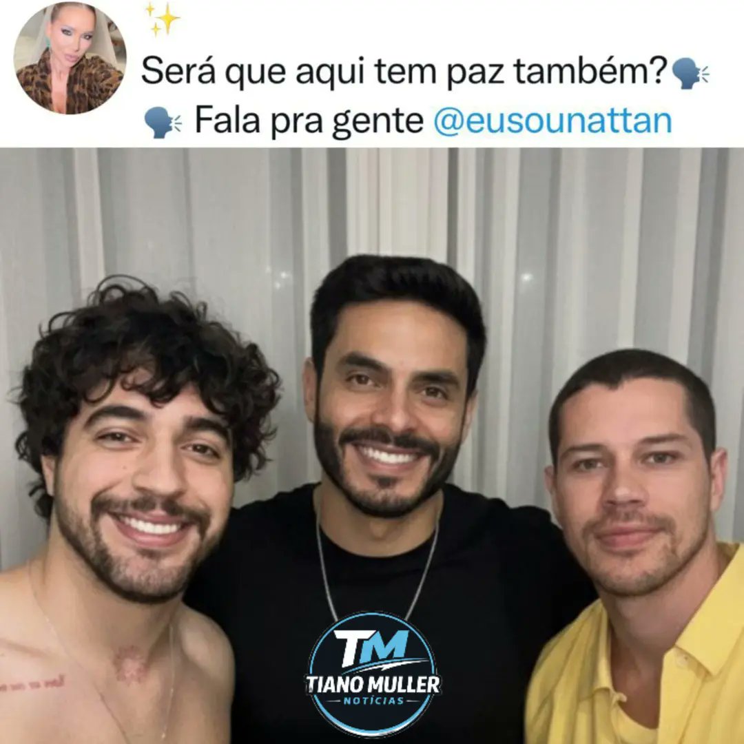 Tianomuller's tweet photo. 🗣️EITAAAA! A Internet não perdoa, depois da foto que Nattan publicou ontem ao lado dos ex de Virgínia, internautas criaram, com ajuda de IA, uma montagem do cantor ao lado dos ex de Rafa Kalimann.
#nattan #rafakalimann #rodolfo #joseloreto https://t.co/Kkmthdb731