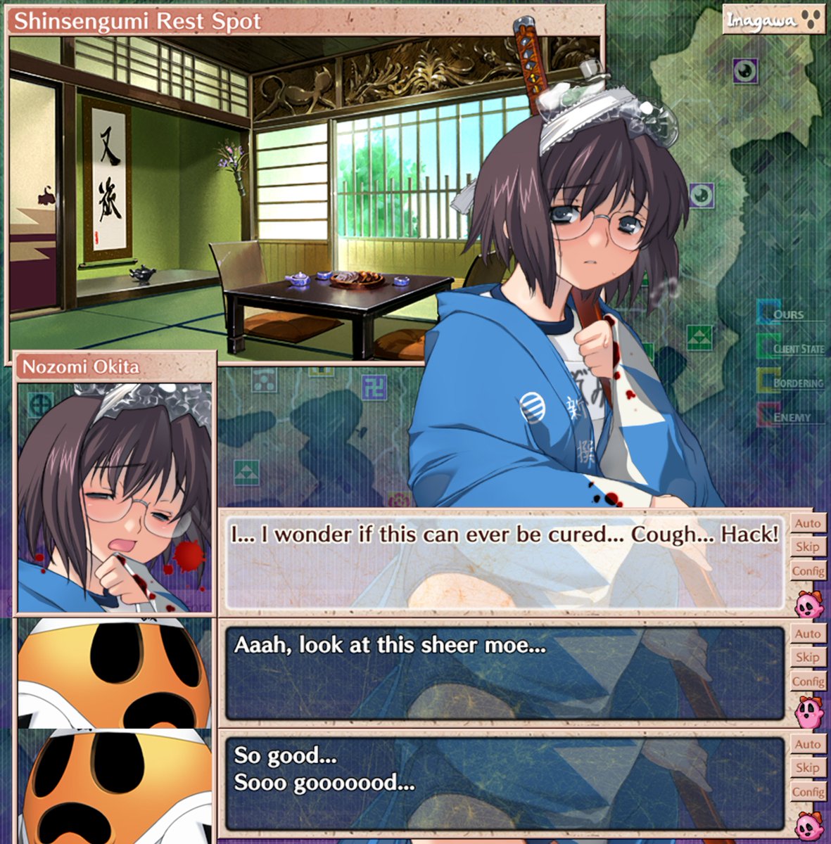 loltheno716's tweet image. Glasses girls coughing up blood is moe?