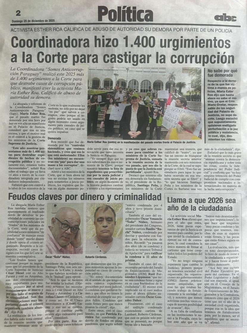 Si la corrupción no se castiga, se castiga al pueblo. Se deterioran la salud, la educación, la seguridad, el empleo y el transporte… etc. La impunidad mata derechos todos los días.
#SinJusticiaNoHabraPaz
#SAPYCOAPY