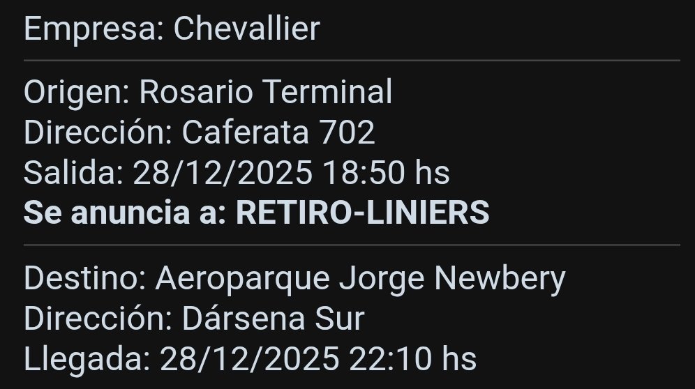 AHORA: Chevallier que venía desde Córdoba, llega a Rosario con una rueda reventada. Sigue viaje hacia Retiro 1hs 30min demorado por el cambio de rueda.

25km después vueve a reventar.

La situación arriba del colectivo: pasajeros desesperados gritando que se detenga, mientras