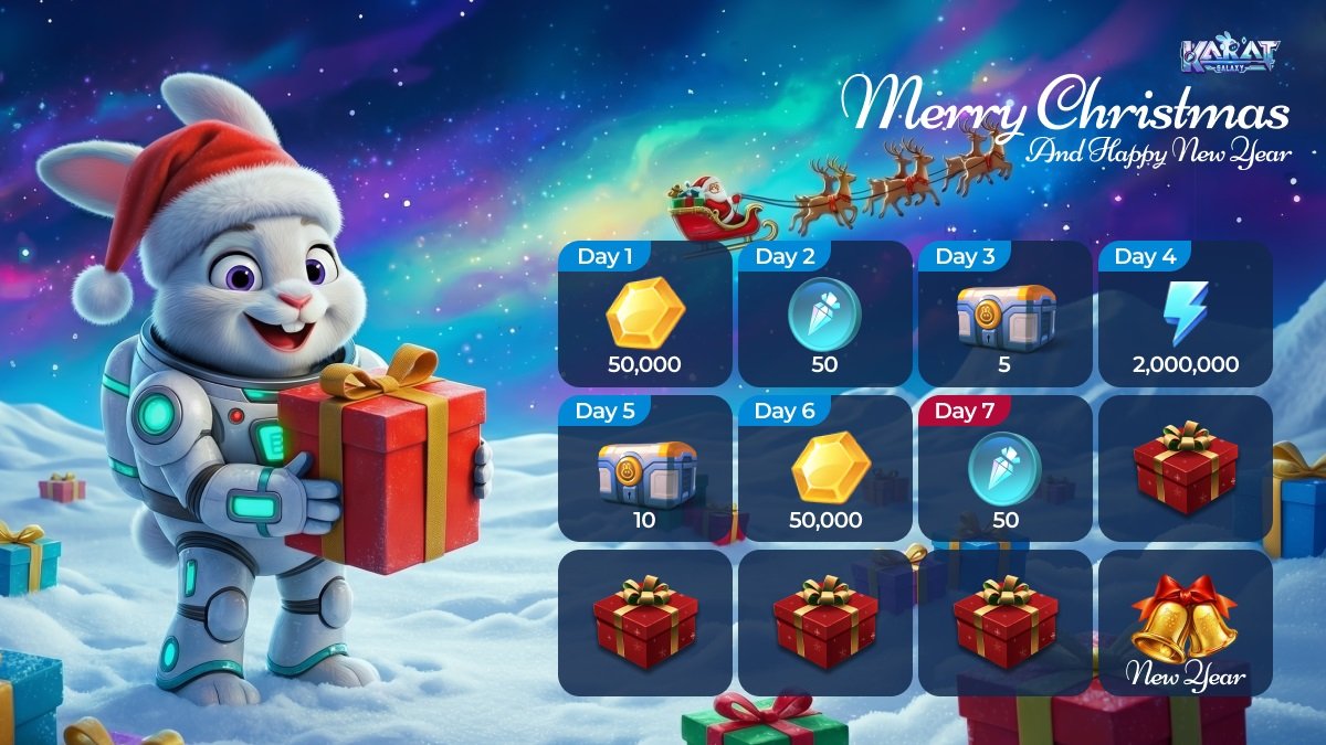 DAY Nº8 of the Karat Galaxy #Christmas #Event!🎁 

🎄We’re giving out #KaratGalaxy assets! 

🎁1 lucky winner every day!
⏪Yesterday's winner is: <a href="/HriSatOG/">Crypto SatOG</a>

How to enter:
1️⃣ Follow &amp; RT this tweet
2️⃣ Comment your Karat Galaxy UID

❗️Past winners can participate again!

#GameFi