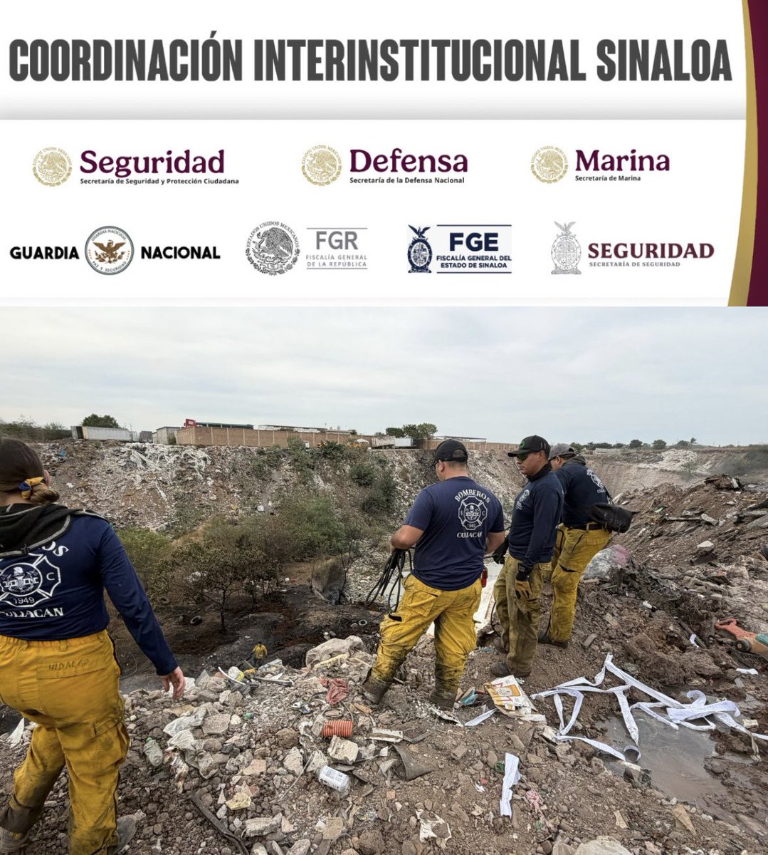 sspsinaloa1's tweet photo. Actualización:

#SSPSinaloa informa que, con relación al incendio de basura en el área del “piggy back”, el Heroico Cuerpo de Bomberos y los servicios de emergencias de #Culiacán, a través de Protección Civil, informan que este domingo 28 de diciembre de 2025, han finalizado las labores de enfriamiento y la extinción del incendio al 100 por ciento en el área afectada.

Se exhorta a la ciudadanía a no utilizar juegos pirotécnicos, ya que pueden provocar incendios en maleza, viviendas, terrenos y otras edificaciones. Además, ponemos a su disposición el 9-1-1 para emergencias y el 089 para realizar denuncias anónimas.