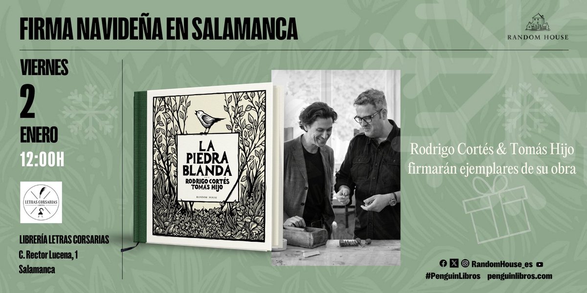 rodrigocortes's tweet photo. ¿Eres de #Salamanca (o estás en #Salamanca el día 2) y te vendría bien una FIRMA de inicio de año con maese @tomashijo y servidor, para apañar (o apañarte) un regalo de Reyes bien bonito DEDICADO a cuatro manos? ¡Pues qué pintiparado todo, ¿no?!

¿Un REPÍO navideño? 🎁👑📚✒️ https://t.co/VbvNSQ7IGW