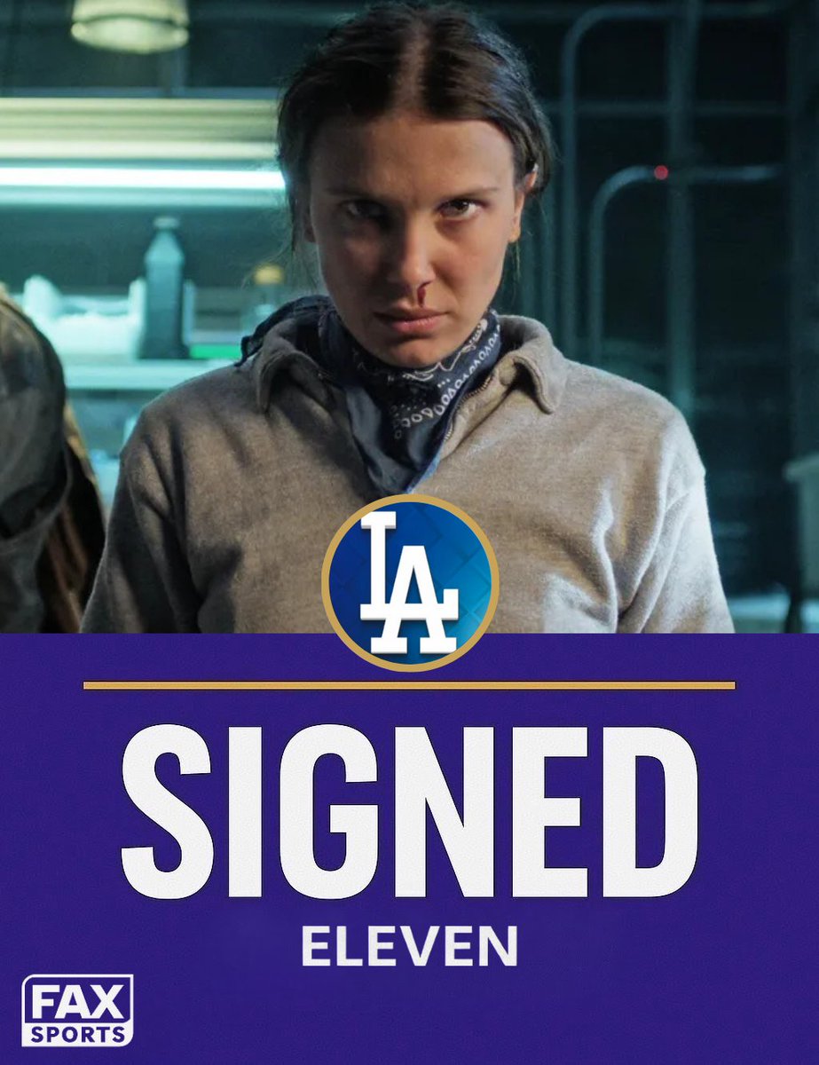 MLBONFAX's tweet image. 🚨 BREAKING: The Dodgers have signed Eleven from Stranger Things to an 11-year, $111 million deal, fully deferred.

She’ll be used as a two-way weapon — late-inning reliever, defensive super-sub, and occasional DH when things get weird.

Dave Roberts on the signing: “The upside…