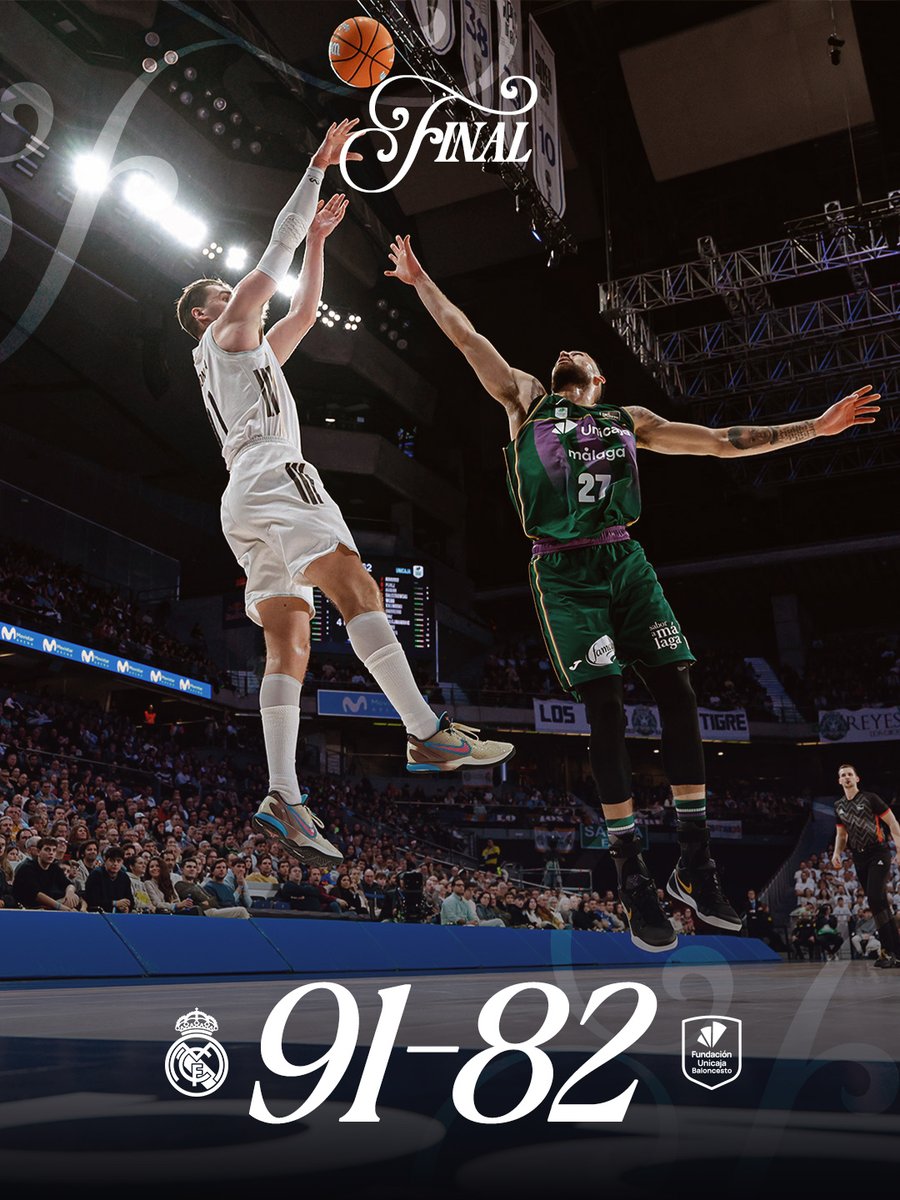 🏁 FP: <a href="/RMBaloncesto/">Real Madrid Basket</a> 91 - 82 @UnicajaCB
