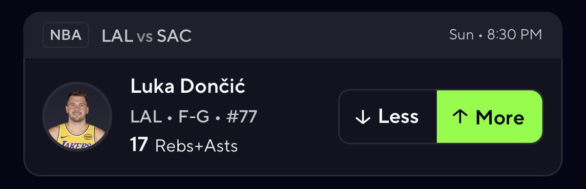 NBA PLAY🏀

LUKA DONCIC o17.0 RA

#prizepicks