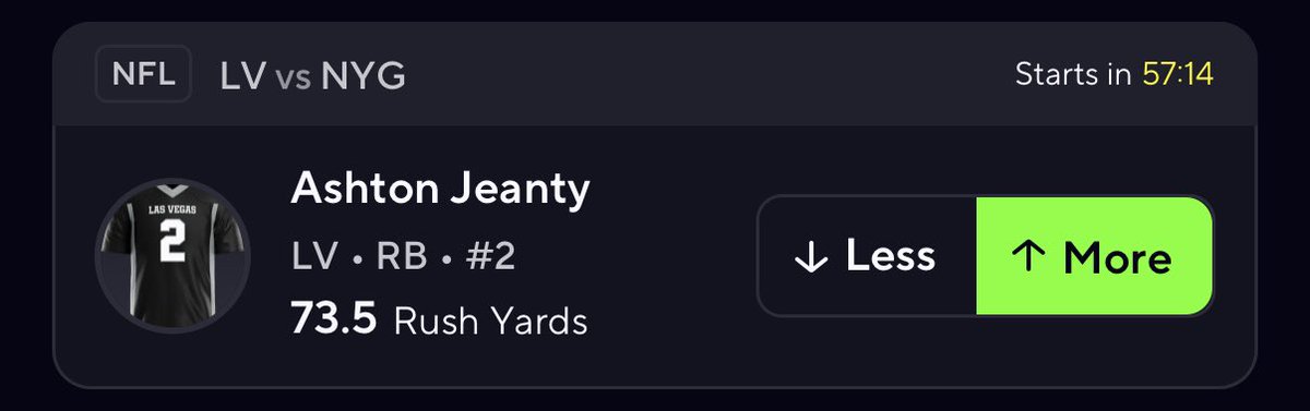 NFL PLAY🏈

ASHTON JEANTY o73.5 RY

#prizepicks
