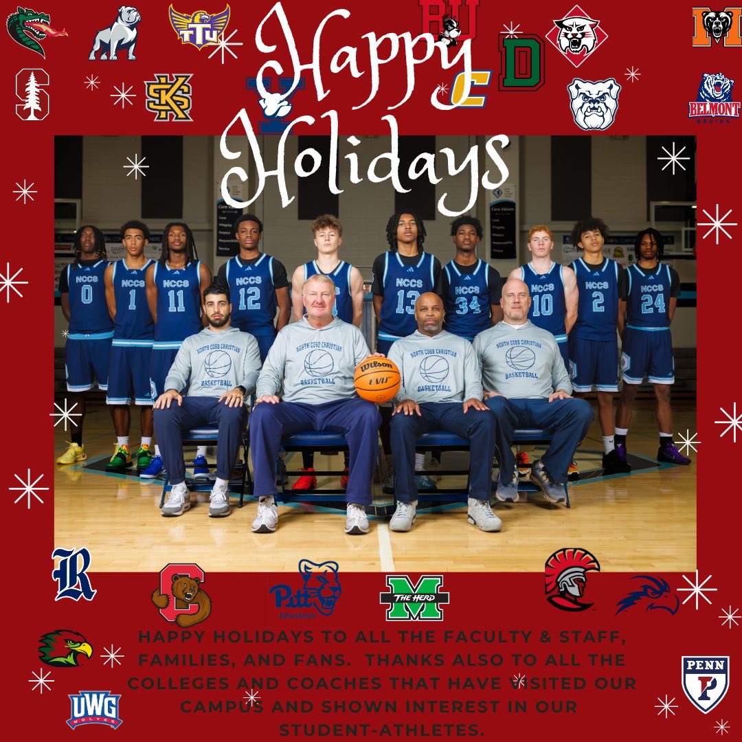 ncchoops's tweet photo. Happy Holidays from your NCCS Eagles
Boys Varsity Basketball Team and a special shoutout to all of the colleges and coaches who have come to see the guys the last few months!! 🏀 #NCCS #LetsGoEagles https://t.co/y2eMNGTEH0