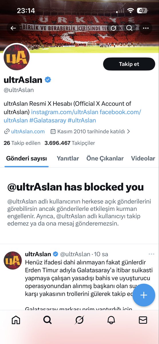 Şunu bi kaldırsanıza.. iki kelime yazacağım… haydi..! <a href="/ultrAslan/">ultrAslan</a>