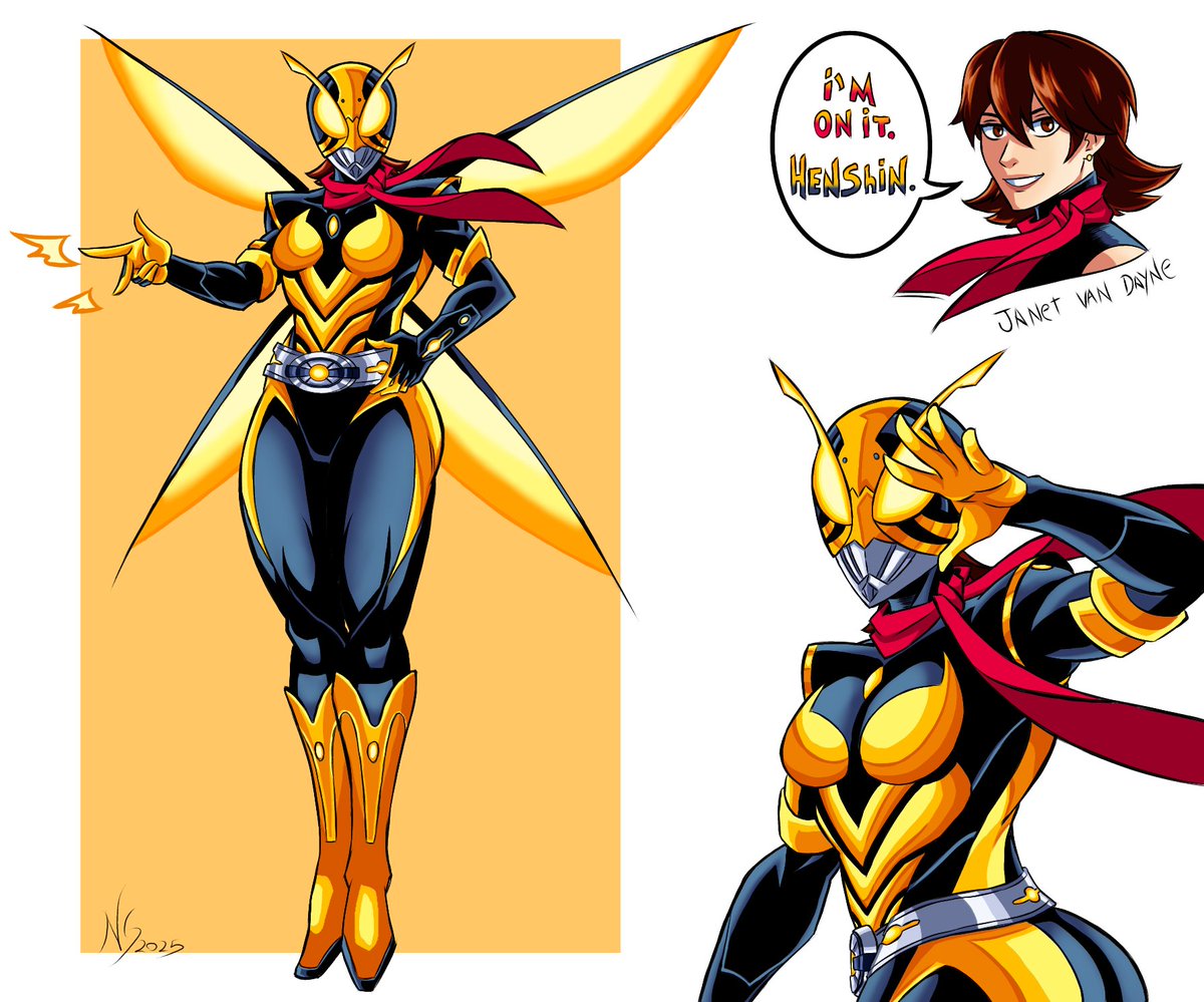 NSnicolass's tweet image. FANTASTIC MARVEL:
The WASP.
 #antmanandwasp #wasp #MarvelRivals #kamenrider #art #artist