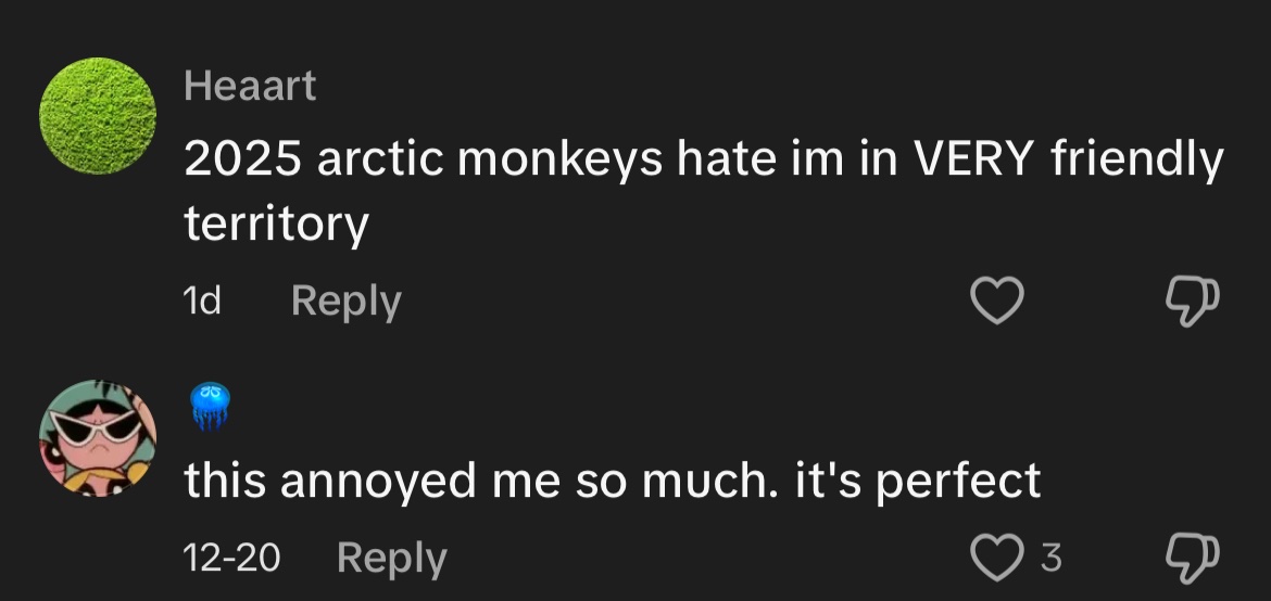 bbatphone's tweet photo. i cannot express how much i genuinely hate the majority of these kinda of arctic monkeys "fans" https://t.co/GjIMdQCNwt