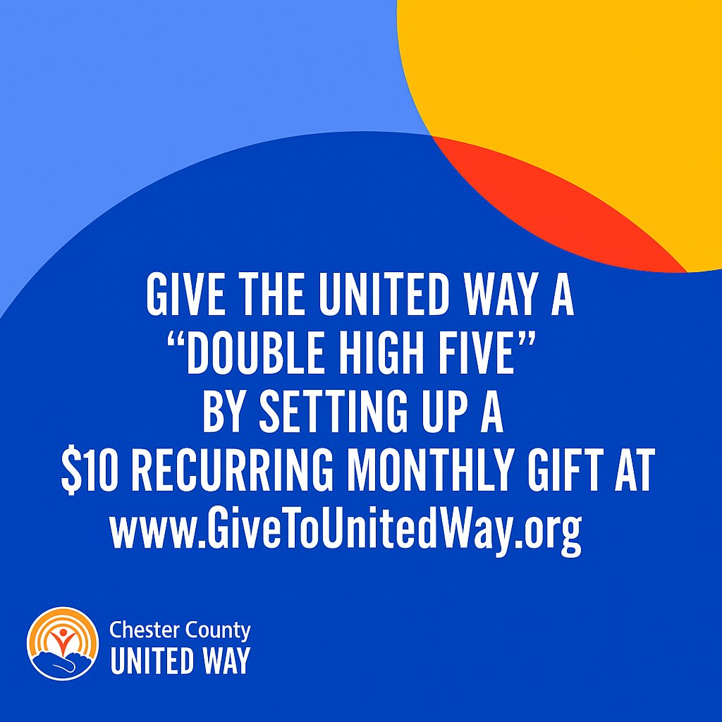 Your monthly gift can help us expand our work throughout Chester County! 
GiveToUnitedWay.org