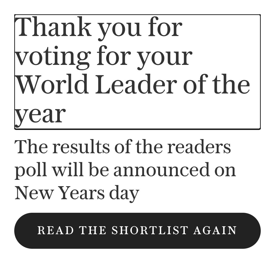 LaVonHayek's tweet image. Usen este link para votar sin tener que hacer scroll rápido.
Den RT para que más gente pueda votar sin suscripción.
cf-particle-html.eip.telegraph.co.uk/909c6446-4474-…