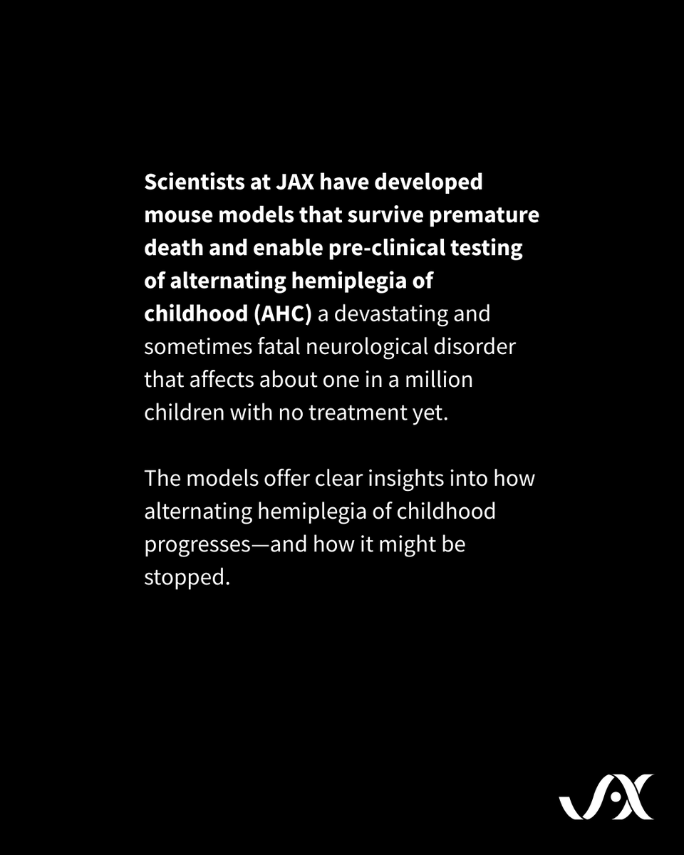 jacksonlab's tweet image. We're sharing some of our most popular posts of 2025. JAX developed mouse models that survive premature death and enable pre-clinical testing of #AHC. jax.org/news-and-insig…