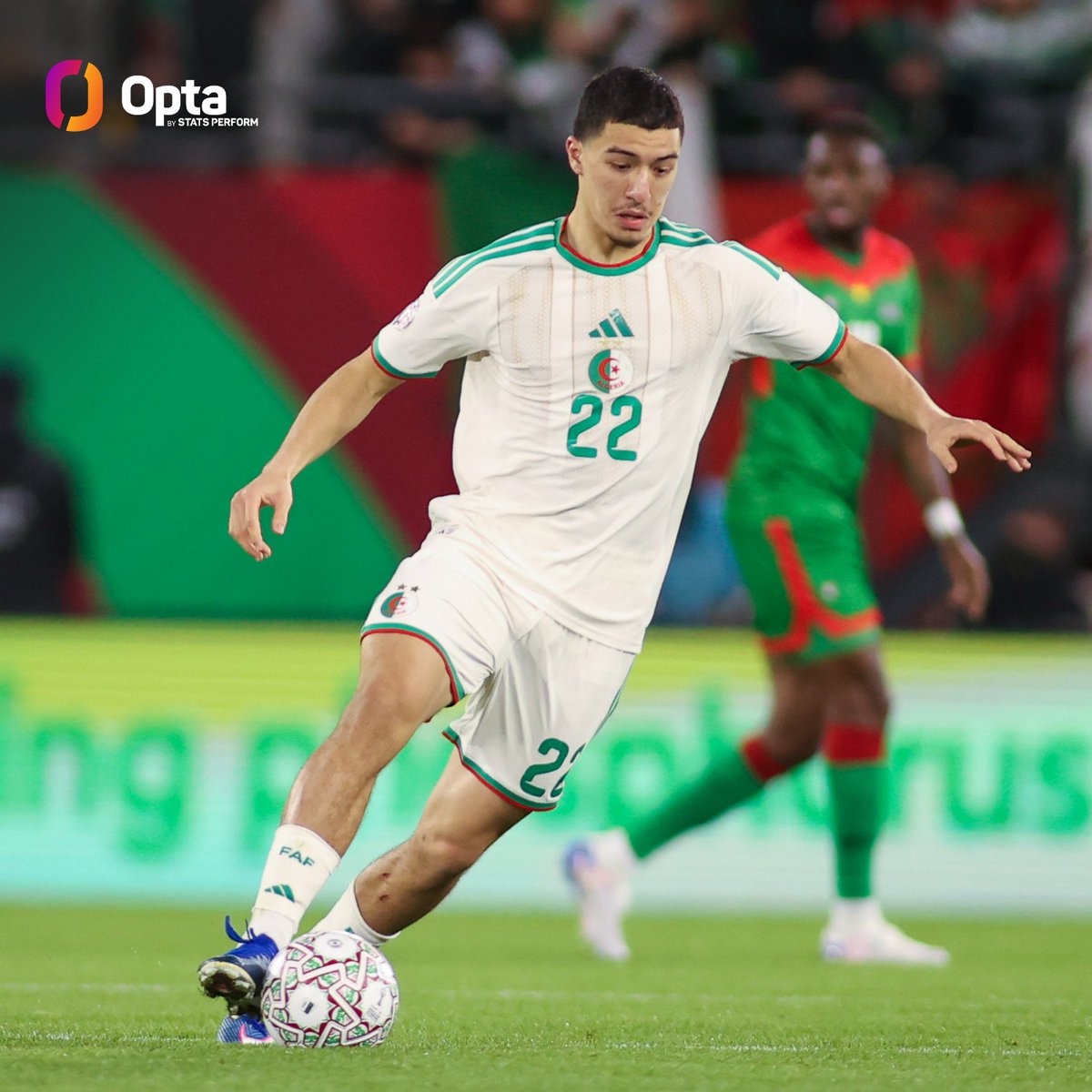 OptaJoe's tweet image. 3.4 - Ibrahim Maza has the highest xG sequence involvement (3.4) of any midfielder at the 2025 CAF Africa Cup of Nations, while no Algeria player has more chances created (4) or dribbles completed (4). Technician. #TotalEnergiesAFCON2025
