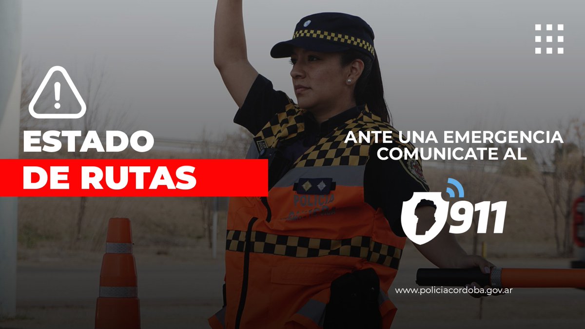 🌧️Se registran lluvias en varias rutas de la provincia. Podés verificar sus estados en el siguiente link:

policiacordoba.gov.ar/caminera/estad…

‼️ Te recomendamos circular con precaución y respetar las señales de tránsito.