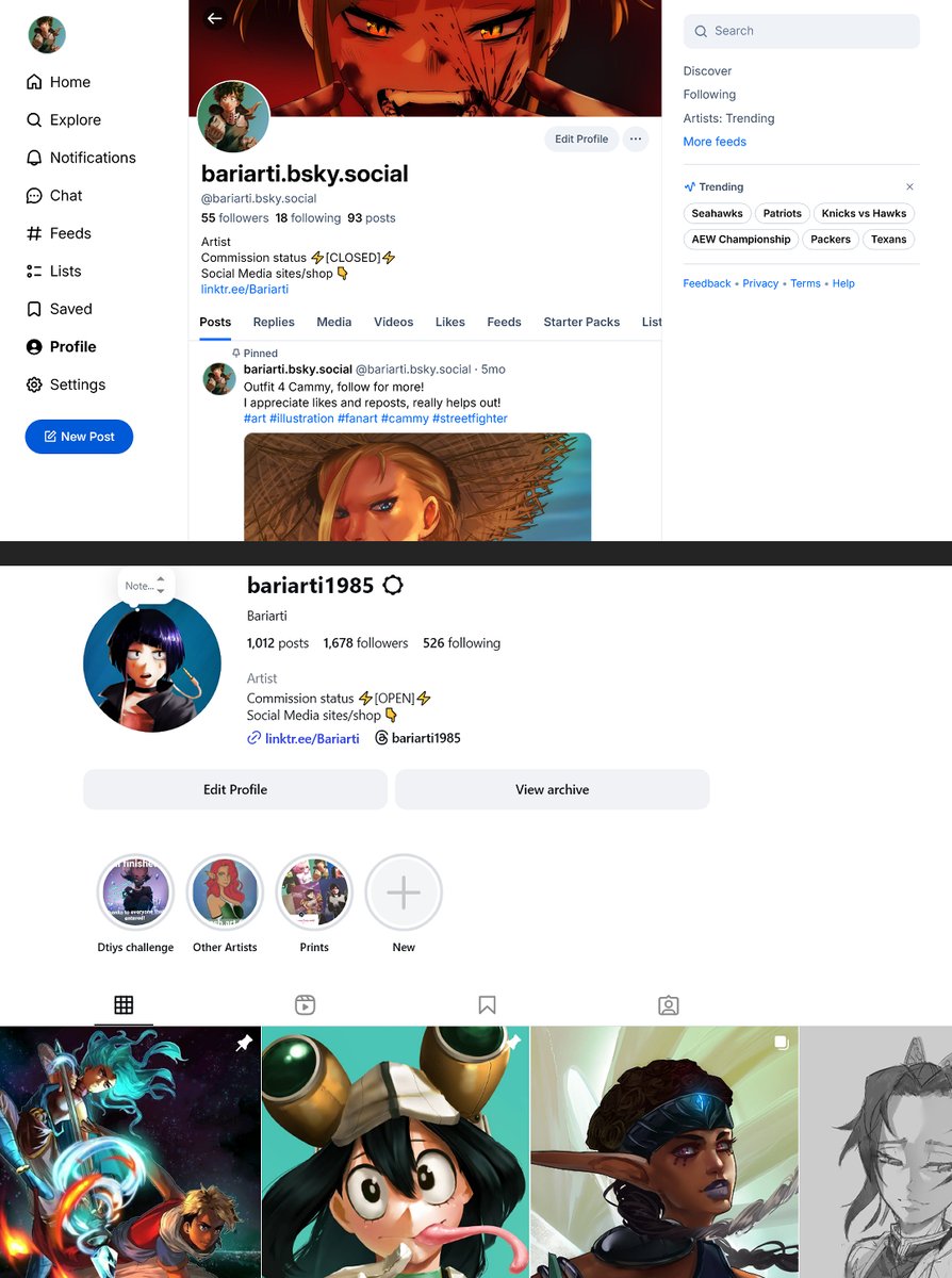 Bariarti's tweet photo. Well for the time being I will not be posting on here, its either abysmal reach or free access to edit my work with zero respect, great choices right?
I will still post to these other socials so follow me there if you haven't.
I might post my old work for the sf6 contest 3 https://t.co/wInFVP0aAu