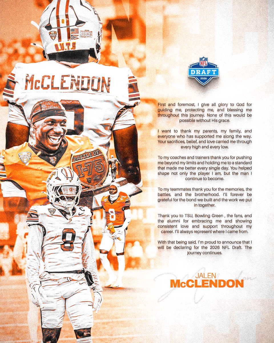 _8problemz's tweet image. Grateful for the journey so far.
Officially declaring for the 2026 NFL Draft.
Thankful for every coach, teammate, and supporter who helped shape me.
The work continues.
#NFLDraft #NextLevel