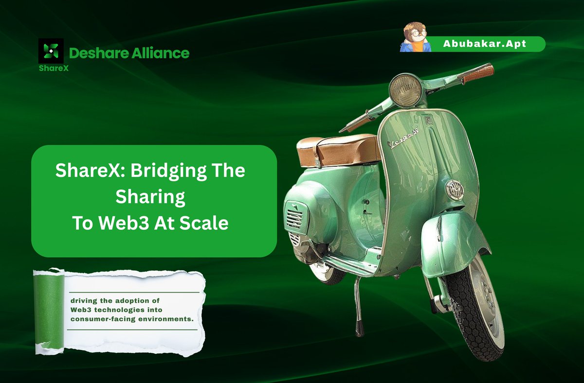 abubakarweeb3's tweet photo. ShareX_Network: Bridging the Sharing Economy to Web3 at Scale.
@ShareX_Network provides a practical bridge between the real-world sharing economy and Web3.
Curious to know how ? Read 👇
Thread: 🧵 #Deshare #RAWs https://t.co/bILGowI5Uh
