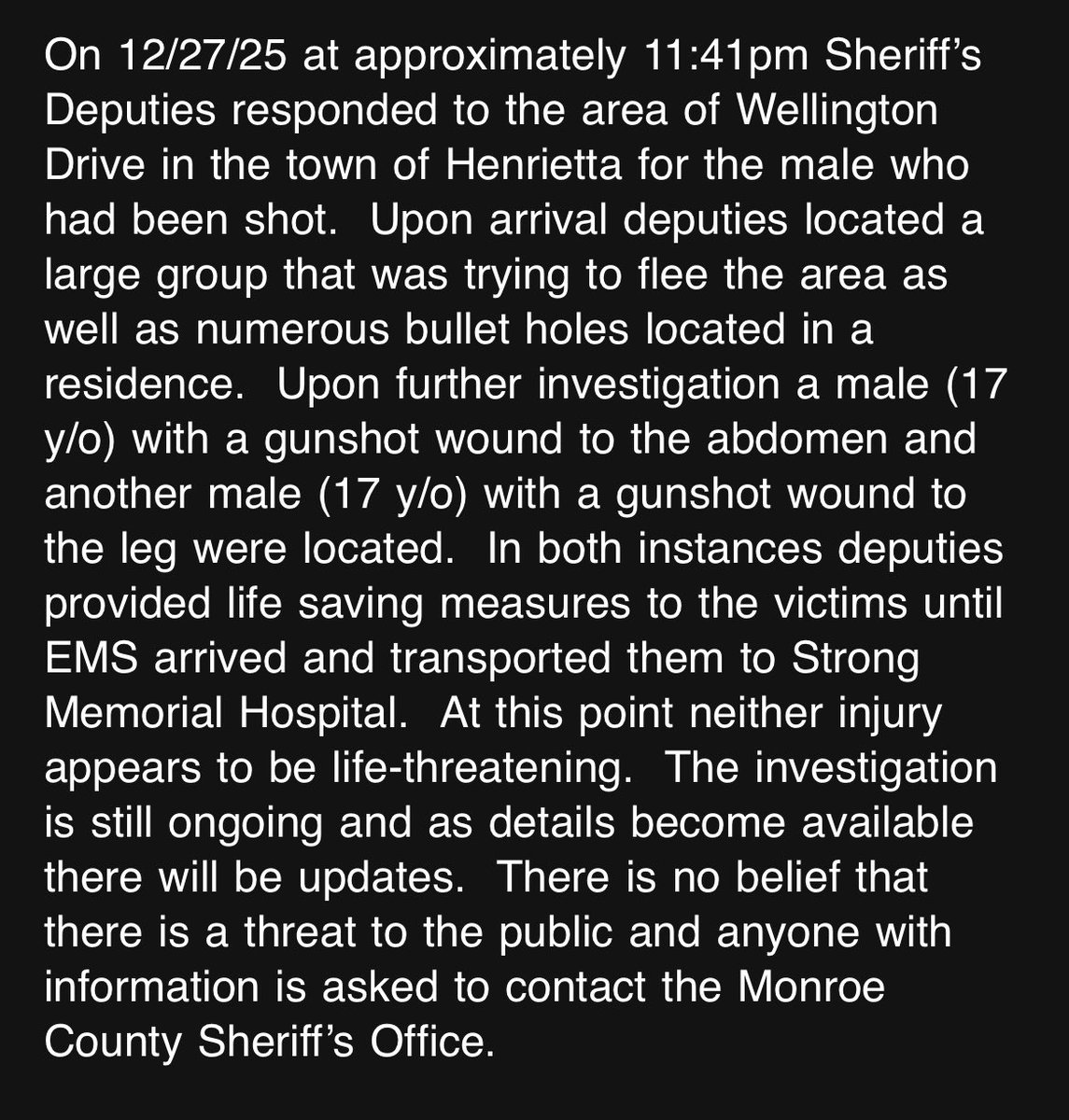 mcfw's tweet image. Shooting in Henrietta. #roc