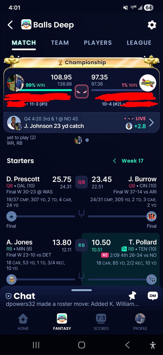 That's a #FootclanTitle before the late games even start! Let's go!

<a href="/TheFFBallers/">Fantasy Footballers</a> <a href="/AndyHolloway/">Andy Holloway</a> <a href="/FFHitman/">Mike Wright</a> <a href="/JasonMoore/">Jason Moore</a>