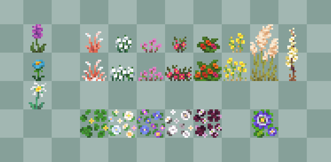 SweetyMcDev's tweet image. Updated a bit some textures for Sweety's Garden. Since i never posted them all properly before, i figured out i might as well
#modding #Minecraft #MinecraftMods #pixelart #SweetyGarden