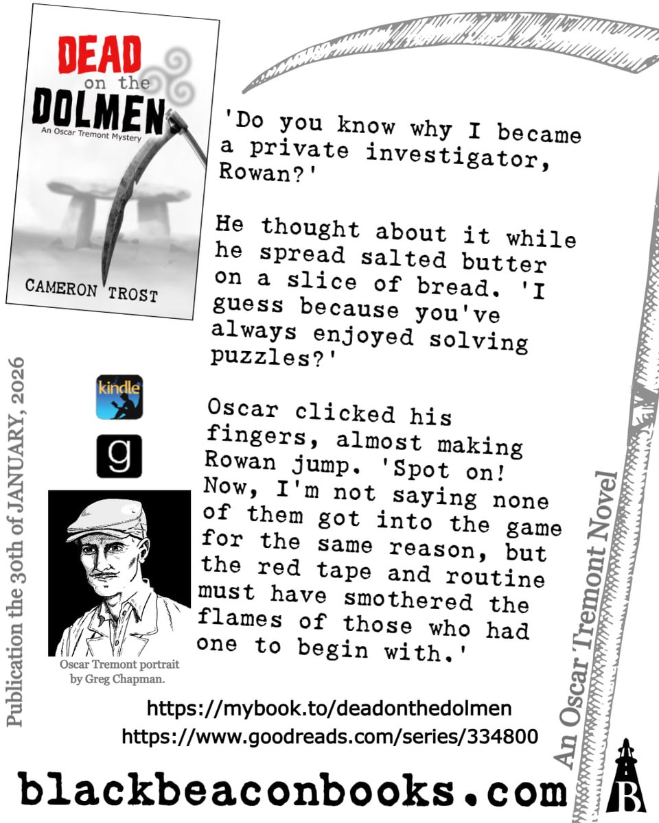 Dead on the Dolmen, the first Oscar Tremont, Investigator of the Strange and Inexplicable novel, will be released on the 30th of January—but the Kindle version is available for pre-order today at just $1.99 instead of $3.99. 
mybook.to/deadonthedolmen