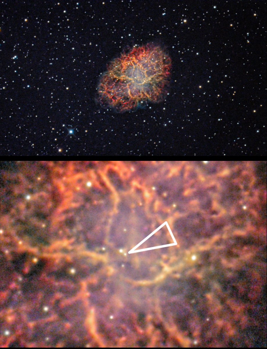 A more careful reprocess of my Messier 1, Crab Nebula, image taken a couple of nights ago, to help reveal the pulsar at the centre of the expanding cloud of material from the supernova.