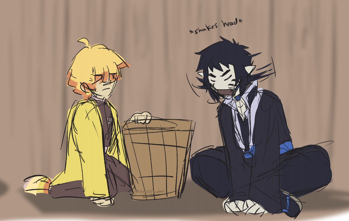 raccphobia's tweet image. Thunderbros as the Kamado siblings, except they're nowhere near as cooperative :3 #kaigaku #zenitsu #thunderbros #kny [4/8]