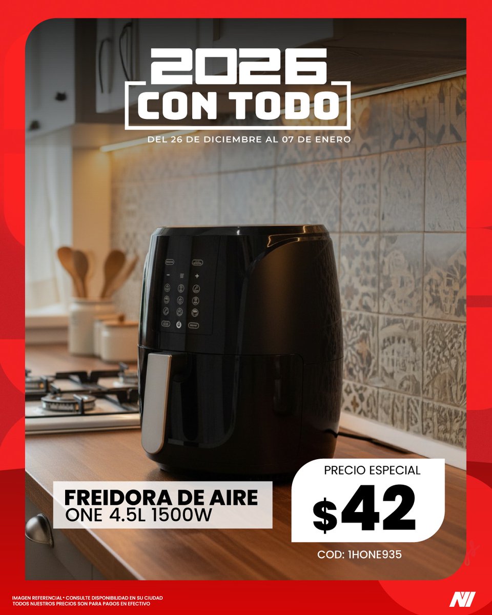 novicompu's tweet image. Novinauta: ¡Empieza el 2026 con todo! 🚀
Es tu momento de llevarte una freidora de aire y disfrutar de un año nuevo con alimentación más saludable 🥗✨
¡Corre a Novicompu antes de que se agoten!
#Novinauta #AñoNuevo2026 #VidaSaludable #FreidoraDeAire #Novicompu