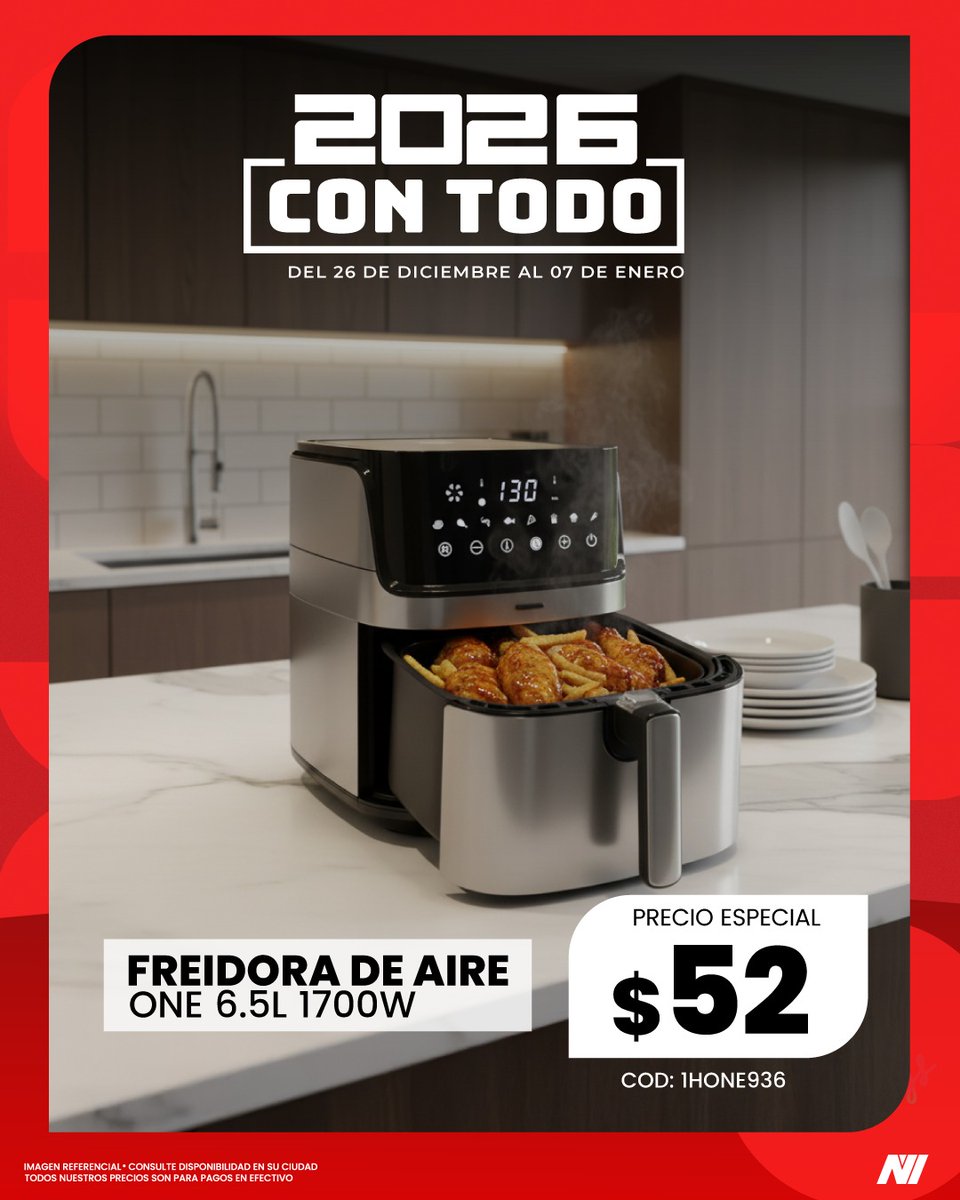 novicompu's tweet image. Novinauta: ¡Empieza el 2026 con todo! 🚀
Es tu momento de llevarte una freidora de aire y disfrutar de un año nuevo con alimentación más saludable 🥗✨
¡Corre a Novicompu antes de que se agoten!
#Novinauta #AñoNuevo2026 #VidaSaludable #FreidoraDeAire #Novicompu