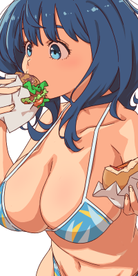 描くたびになぜかでっかくなってる気がする八奈見さん。
29の日肉バーガーとモスを両手に食べる #マケイン 