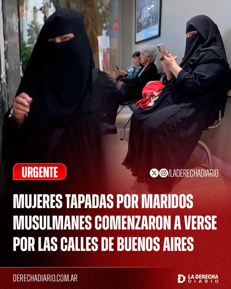 laderechadiario's tweet image. 🚨🇦🇷☪️ | PREOCUPANTE: Ciudadanos argentinos alertaron que mujeres tapadas por maridos musulmanes comenzaron a verse por las calles de Buenos Aires, utilizando el burka, que tapa todo el cuerpo excepto las manos y los ojos.