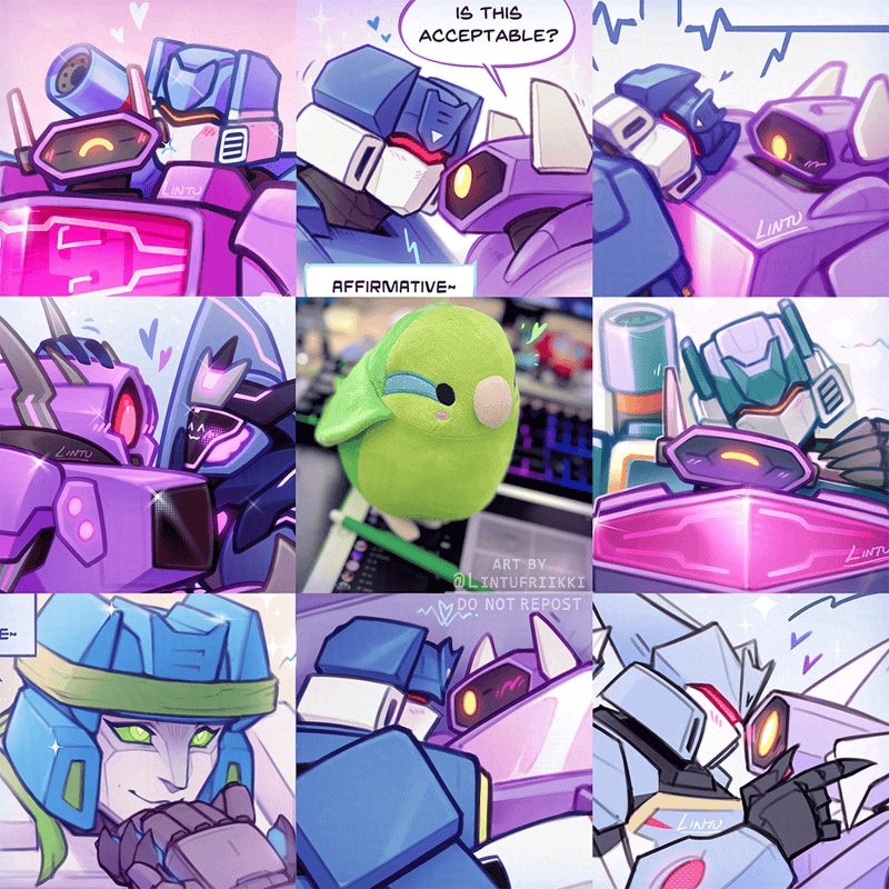 Lintufriikki's tweet image. just a little parrotlet who loves to draw cute robots, especially the blue and purple waves 💜💙
#transformers #maccadam #wavewave