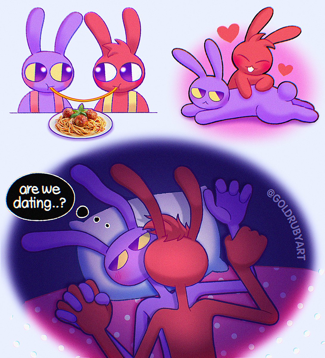 GoldRubyArt's tweet image. honey wake up, new bunnyman just dropped 
🐰🍝🐰

#thomasxjax #thejaxsong #jax #jaxtadc #tadc #TheAmazingDigitalCircus