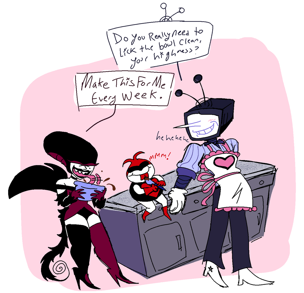 little drawing i did to go with this comic
#defernull #queentenna