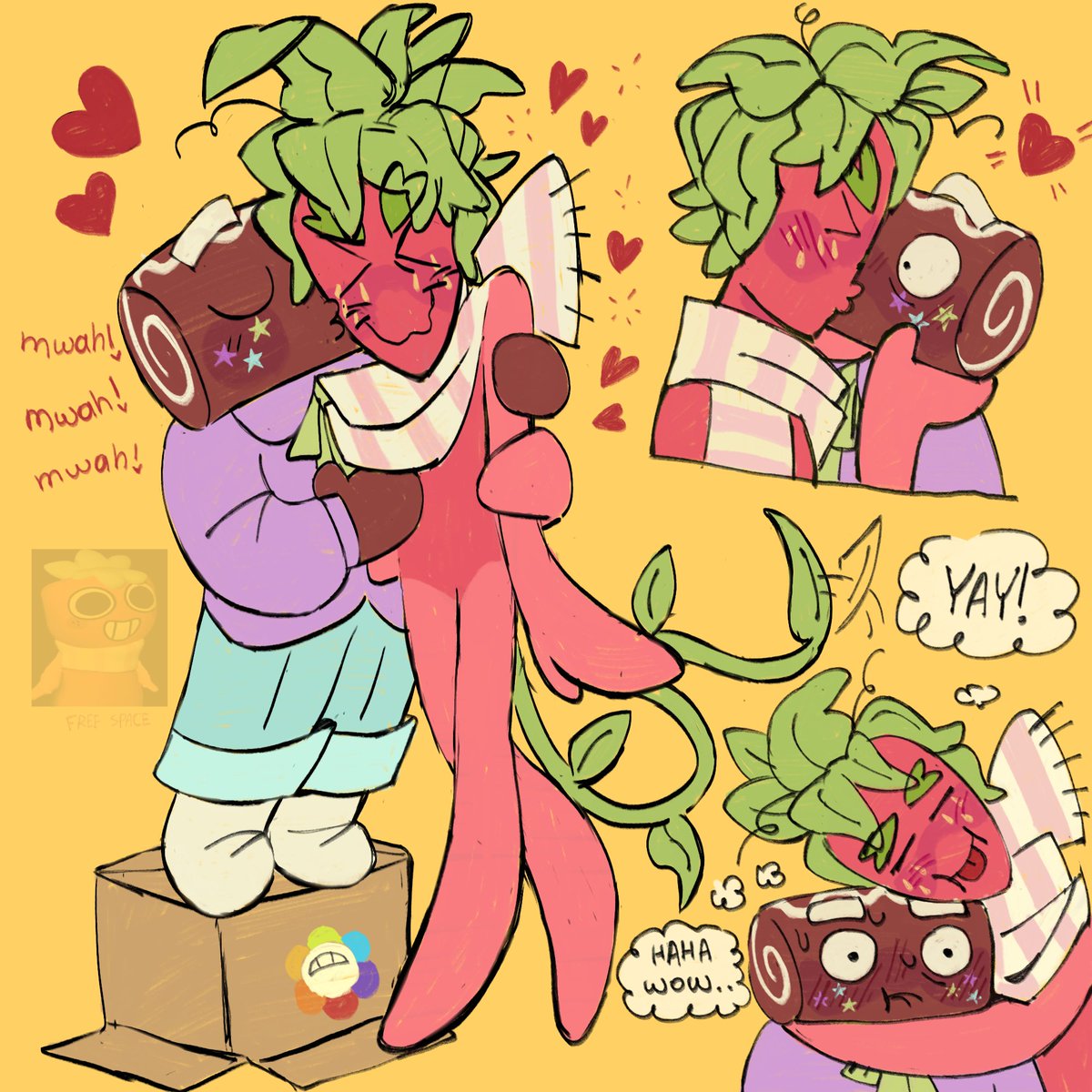 BrokenPhone771's tweet image. Last thing before I disappear for 2 weeks, Sprout looks so fanon with this hair(leaf)style eww

#Dandysworld #dandysworldfanart #fruitcake