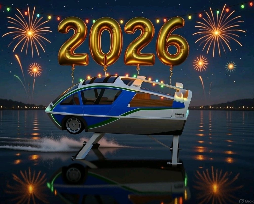 QuantumWorks_'s tweet photo. As lead investor in @poseidonamphibs  we congratulate the team for the progress in 2025, keep up the fight!

We wish our followers, a glorious safe happy &amp; healthy New Year!

#dualmediumvehicles rock!
#electrichydrofoils #eboats
#electricboats #tridentLS1
#amphibiouslifestyle https://t.co/zdTh5bhBt4