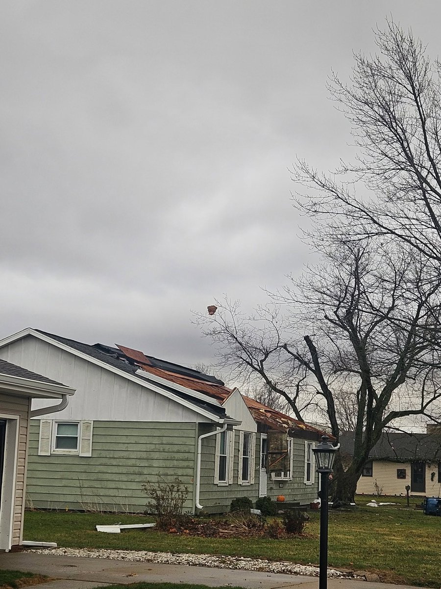 Tornado damage from earlier Storm in Pontiac Illinois from Angela Mote. #ilwx