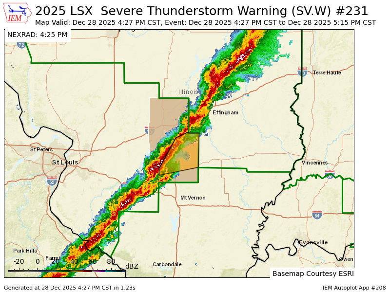 LSX issues Severe Thunderstorm Warning [tornado: POSSIBLE, wind: 60 MPH (RADAR INDICATED), hail: <1.00 IN (RADAR INDICATED)] for Fayette, Marion [IL] till 5:15 PM CST mesonet.agron.iastate.edu/vtec/f/2025-O-…