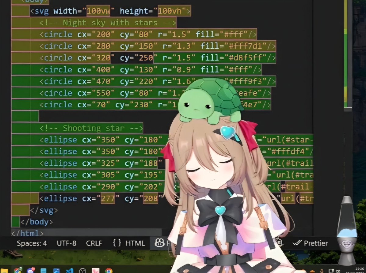 She starts eeping when she's drawing lol