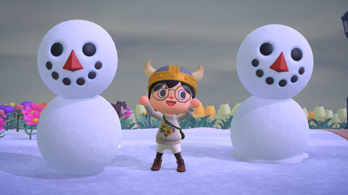 雪だるま うまく作れなーい☃️ #NintendoSwitch #どうぶつの森