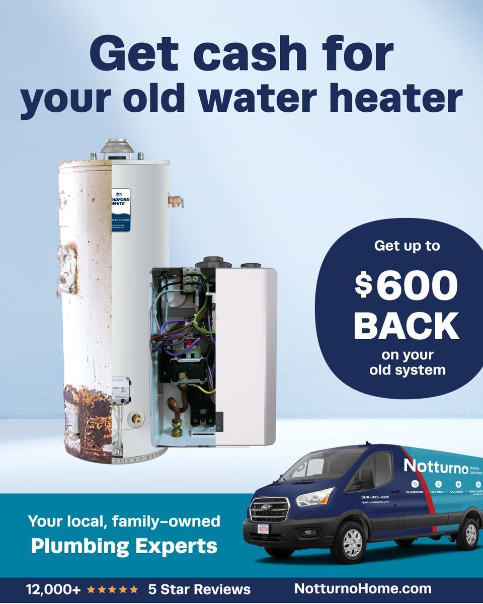 NotturnoHome's tweet photo. Water heaters don’t age gracefully — upgrade before it breaks Most traditional hot water heaters only last 7–10 years. After that, they’re far more prone to rust, leaks, slow recovery times, and sudden failures, which can lead to costly water damage. https://t.co/3OOai4Bng7