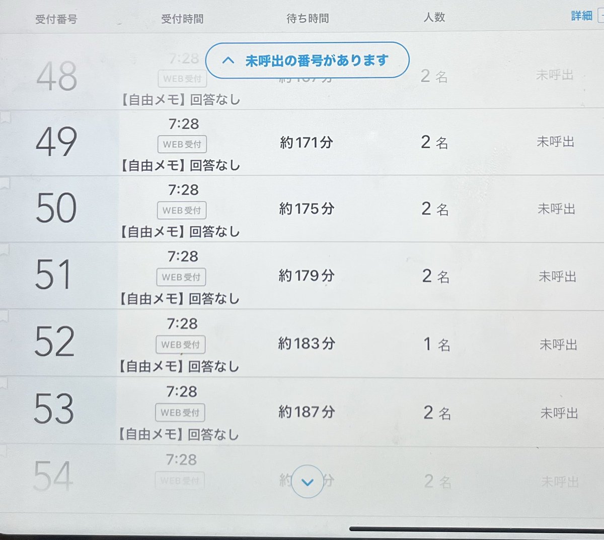 本日も早朝からありがとうございます🙇‍♂️🙇‍♀️ 40番台50番台に2名
