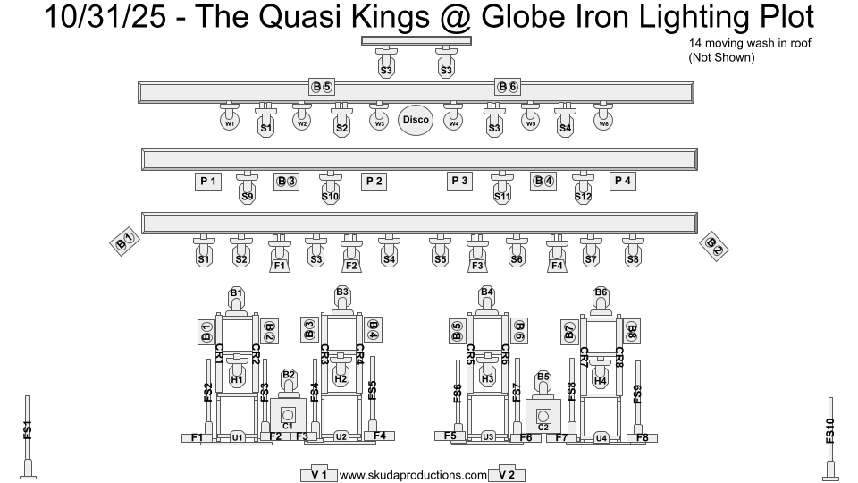 SkudaProduction's tweet image. Next up on my lighting plots of 2025 we have @TheQuasiKings  Halloween show at @globeironcle  with Cas Haley and Vibe &amp;amp; Direct! It was a night full of tricks, treats, and spooky good vibes, and a blast to light!
📷 Brooke Shaw