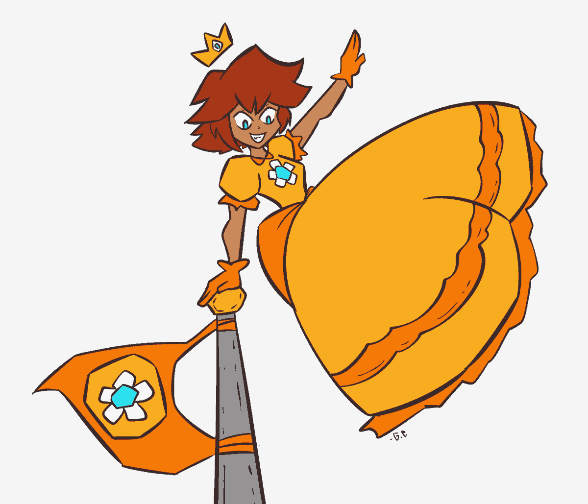 Princess Daisy reaching the flagpole