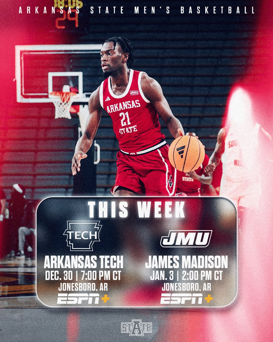 AStateMB's tweet image. On the docket to start 2026❗️❗️

ATU 🎟️ ticketmaster.com/astate-red-wol…

JMU 🎟️ ticketmaster.com/arkansas-state…

#WolvesUp