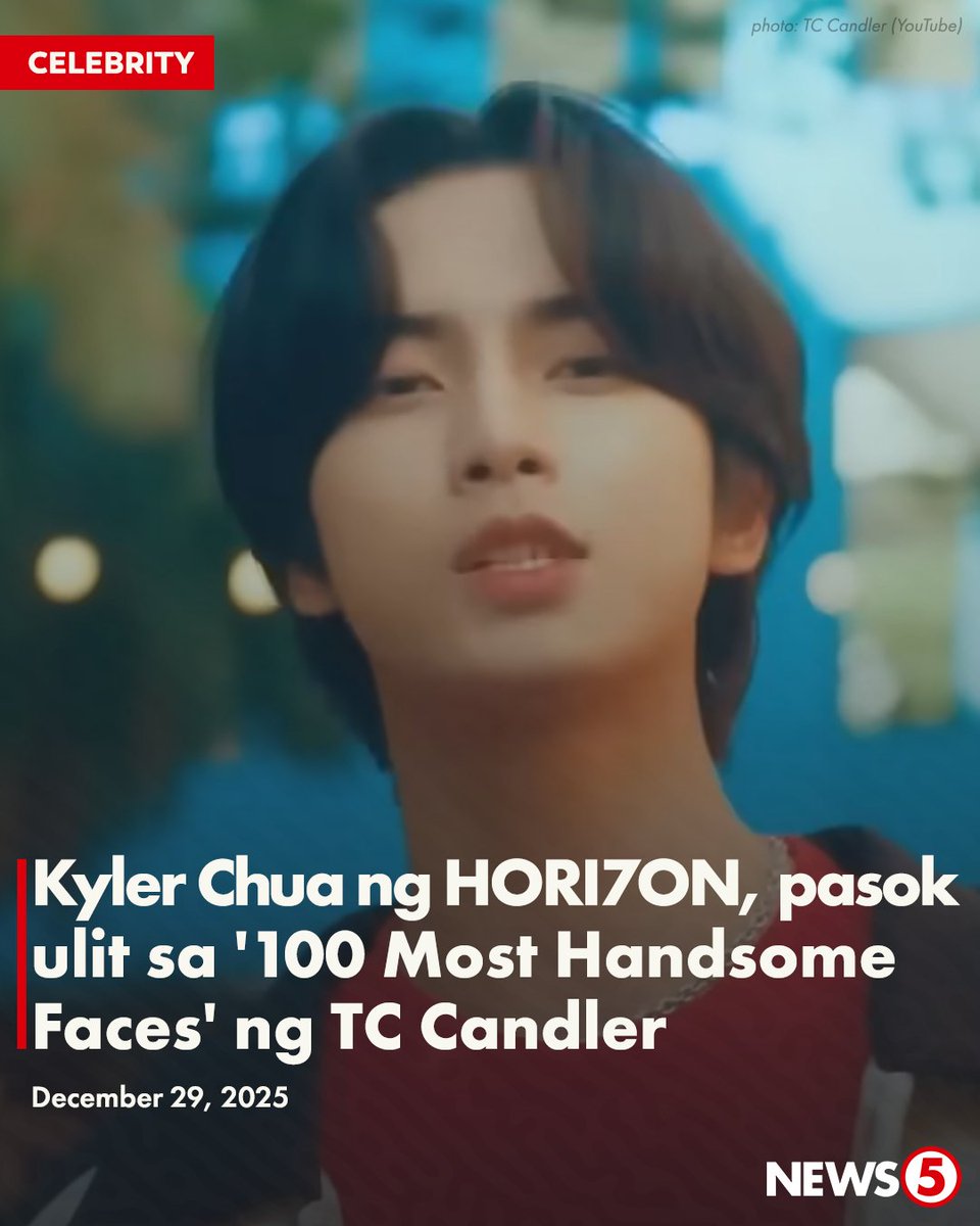KYLER CHUA SUPREMACY 🥵

Muling napabilang ang HORI7ON member na si Kyler Chua sa listahan ng "100 Most Handsome Faces of 2025" na inilabas ng UK-based independent critic na TC Candler.

Nakuha niya ang top 30 spot sa listahan.