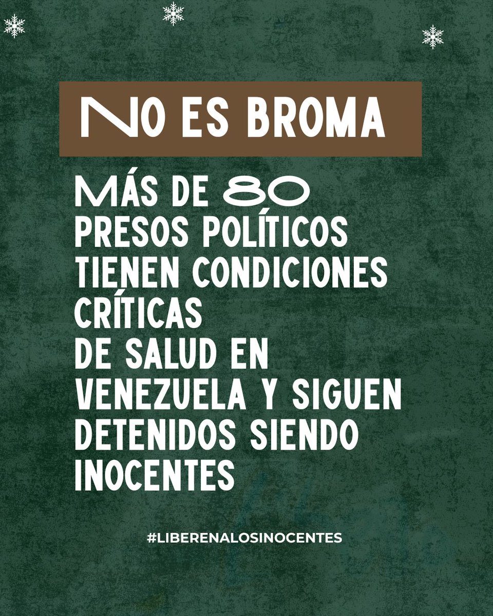 clippve's tweet photo. Más de 80 presos políticos inocentes se encuentran en condiciones críticas de salud. 

La vida no puede seguir en riesgo. 

#LiberenALosInocentes